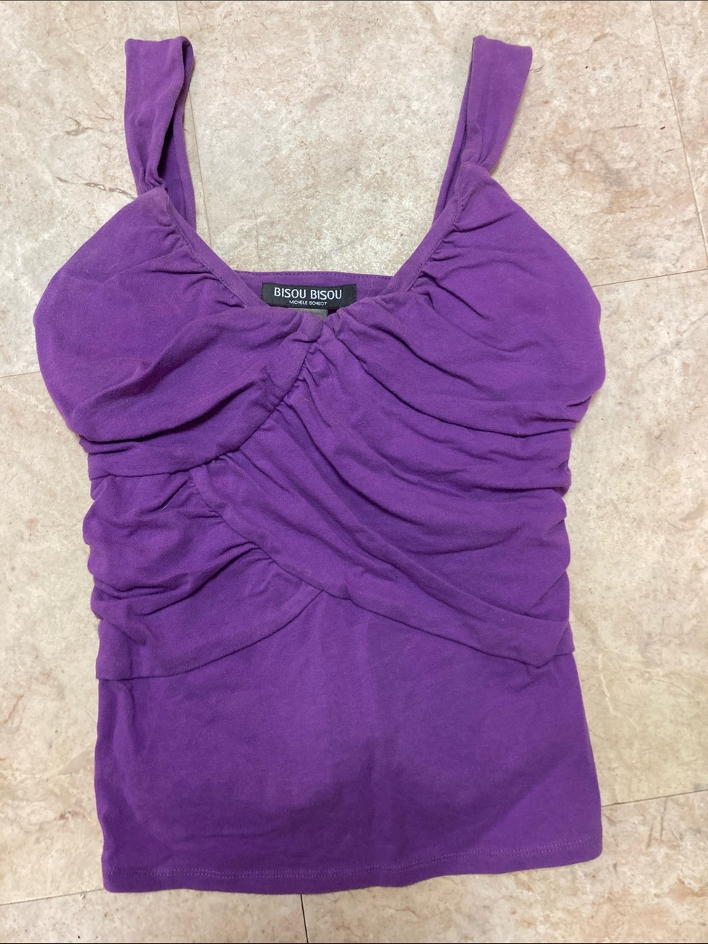 Womens Bisou Bisou Ruched Tank Purple XS